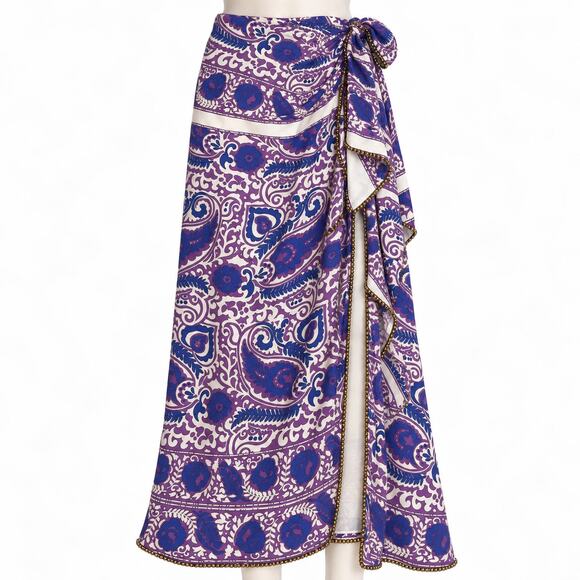 Zara Other - Zara Purple Blue Paisley Wrap Sarong Swimsuit Cover Up Skirt S
